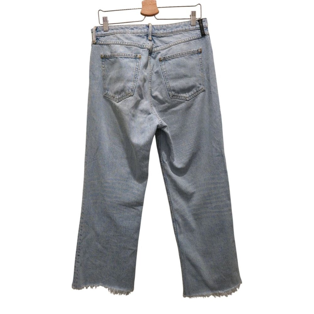 Denim x Alexander Wang TAME Distressed Raw Hem Light Blue Wide Leg Jeans 30x27 - Picture 2 of 7